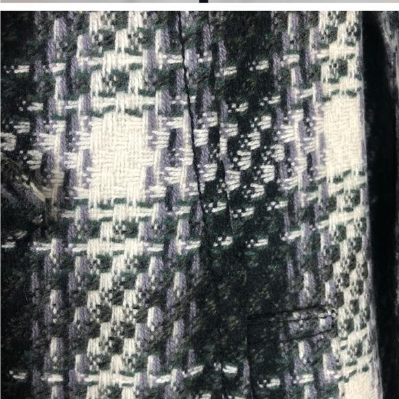 H & M wool plaid jacket in black white and green - Picture 4 of 6